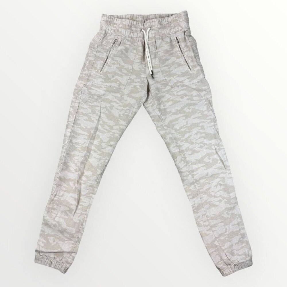 Athleta Cabo Linen Jogger Womens 0T Semi-Fitted Neutral Camo Pants Summer
